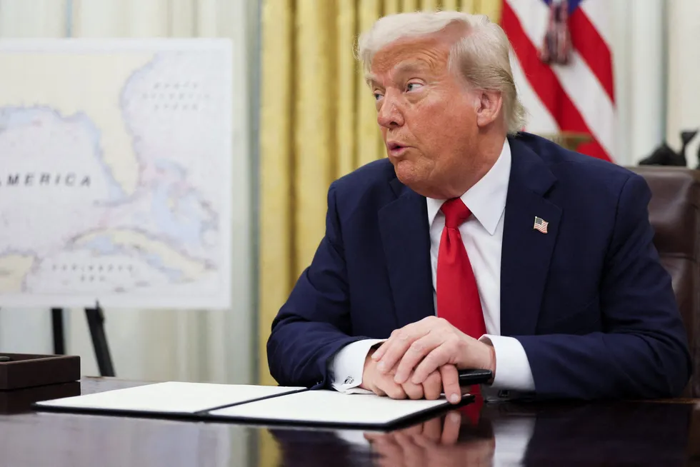 US President Donald Trump in the Oval Office at the White House in Washington, DC on Monday, 31 March 2025.