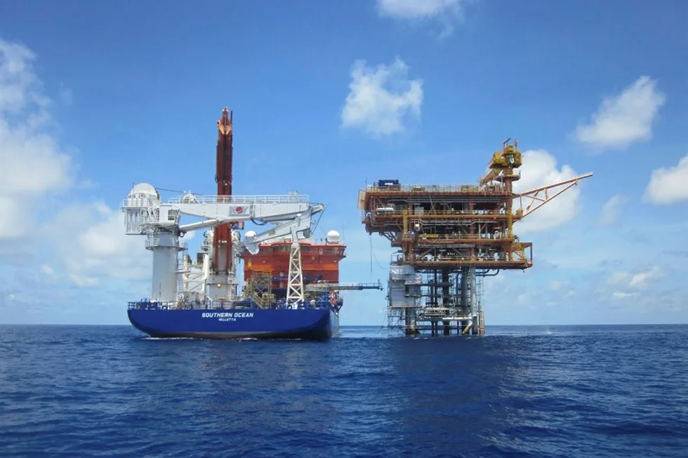 FTSM vessel, the Southern Ocean with Ampelmann gangway deployed to Montara platform on a previous occasion