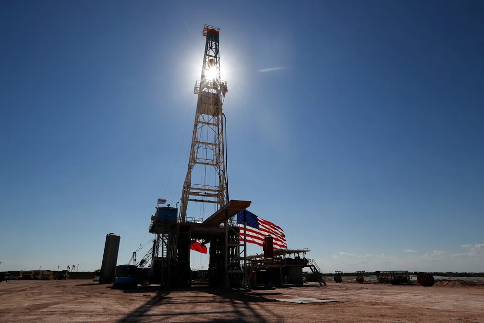 This 29 July 2020 file photo shows an oil rig in Midland, Texas, US.