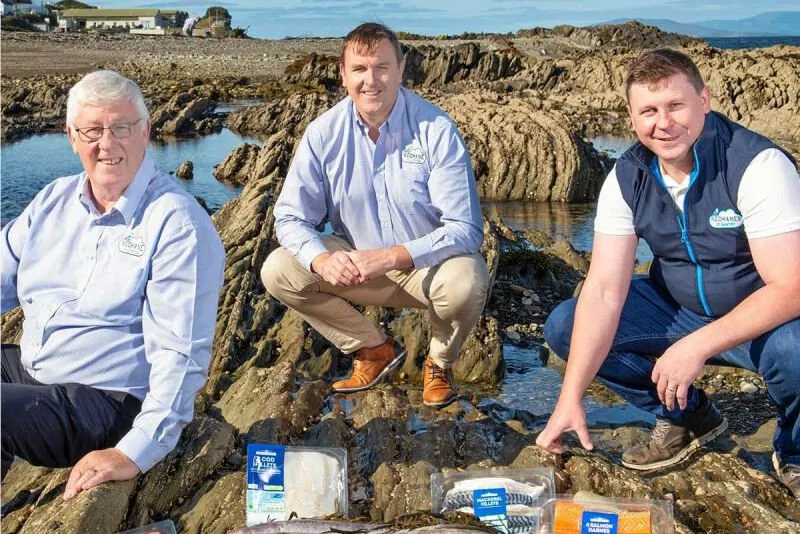 Left to right: Mike Keohane and his sons, Colman and Brian, founded Keohane Seafoods together and launched their first plant in Cork in 2010. The company now operates three processing plants.
