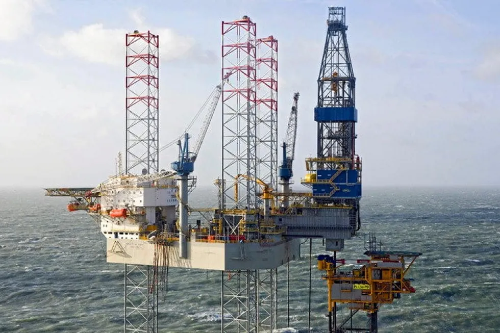 The jack-up drilling rig: Noble Regina Allen.