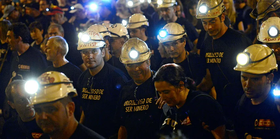 Spanish coal miners protest in Madrid. Iberdrola will accompany the renewable switch with a socio-economic programme for affected regions.