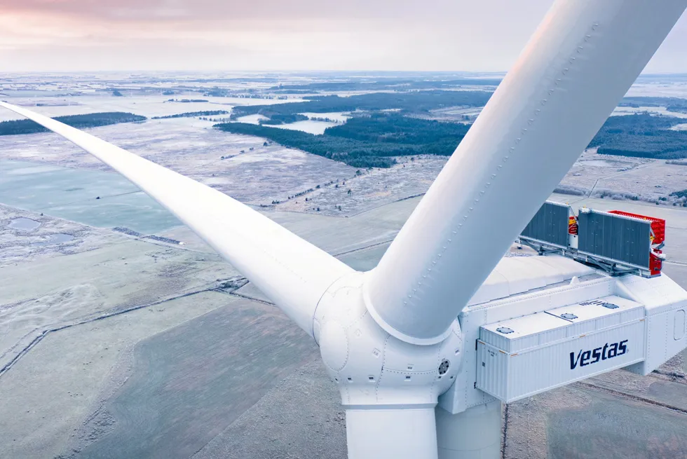 Vestas turbine at Osterild test field.