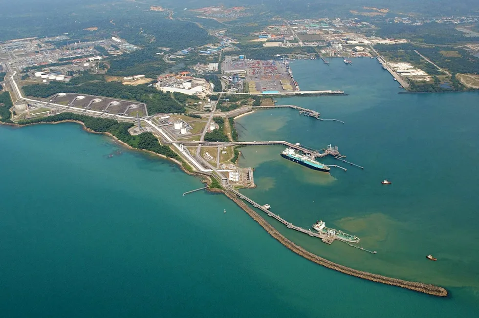 Petronas LNG Complex near the town of Bintulu in Malaysia.