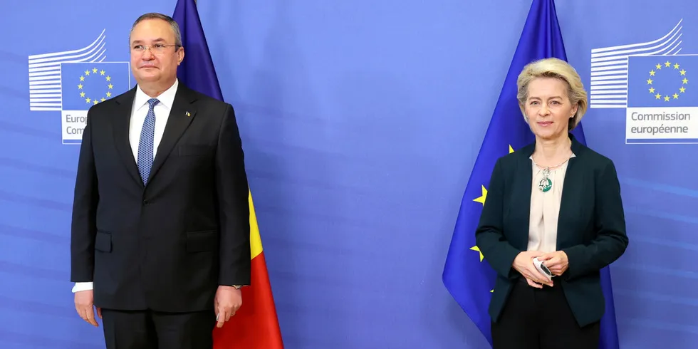 Romanian prime minister Nicolae Ciucă meeting with European Commission president Ursula von der Leyen in Brussels.
