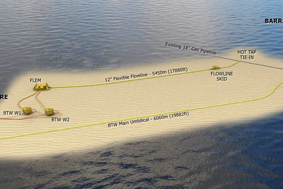 West Barracouta: the field development will be controlled by the existing Barracouta platform via an umbilical that is about six kilometres in length