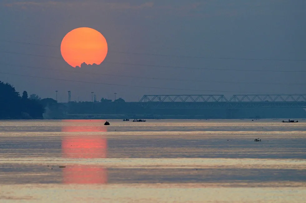 Sunset: Guwahati, the capital of Assam (Asom) in Northeast India