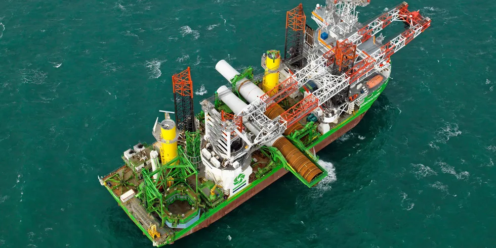 DEME jackup vessel for installation of monopile foundations
