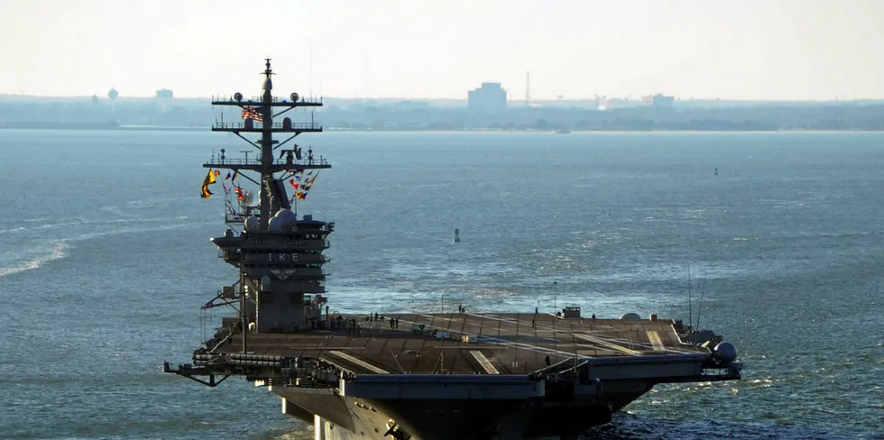 USS Dwight D. Eisenhower departs Naval Station Norfolk for a deployment. Virginia has close links with the Navy.