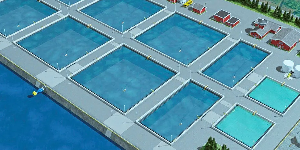 An illustration of Arctic Seafarm's plans for its land-based facility
