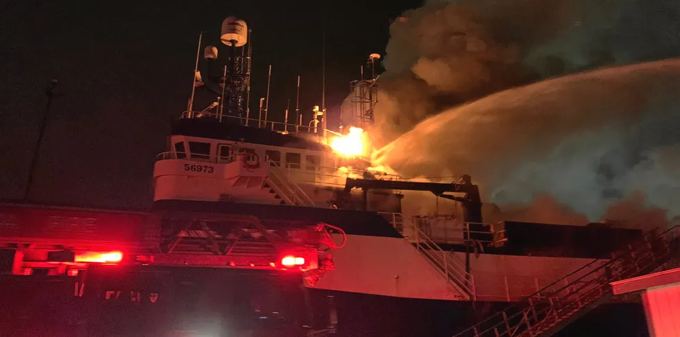 Trident Seafoods-owned Aleutian Falcon suffers fire damage.