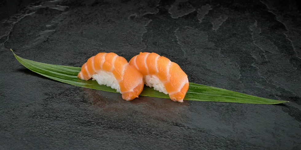 Less demand for sushi means that the prices of large salmon are being pushed down.