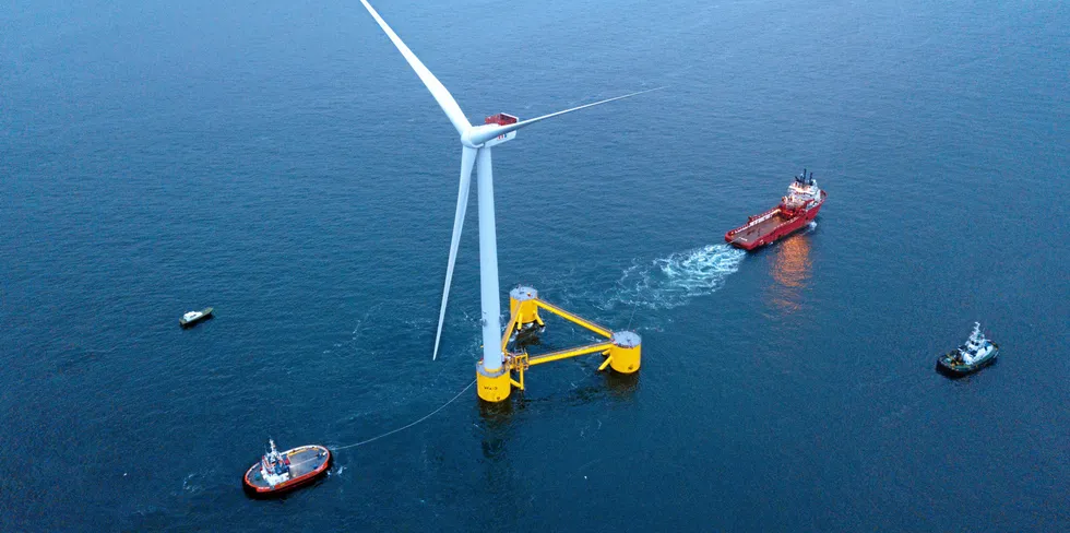 One of the pioneering floating wind deployments of Principle Power.