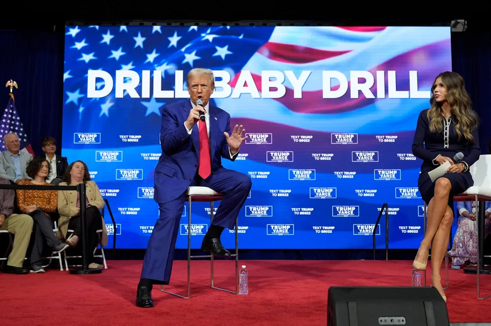 US president-elect Donald Trump speaking during a campaign town hall event during the 2024 election campaign.