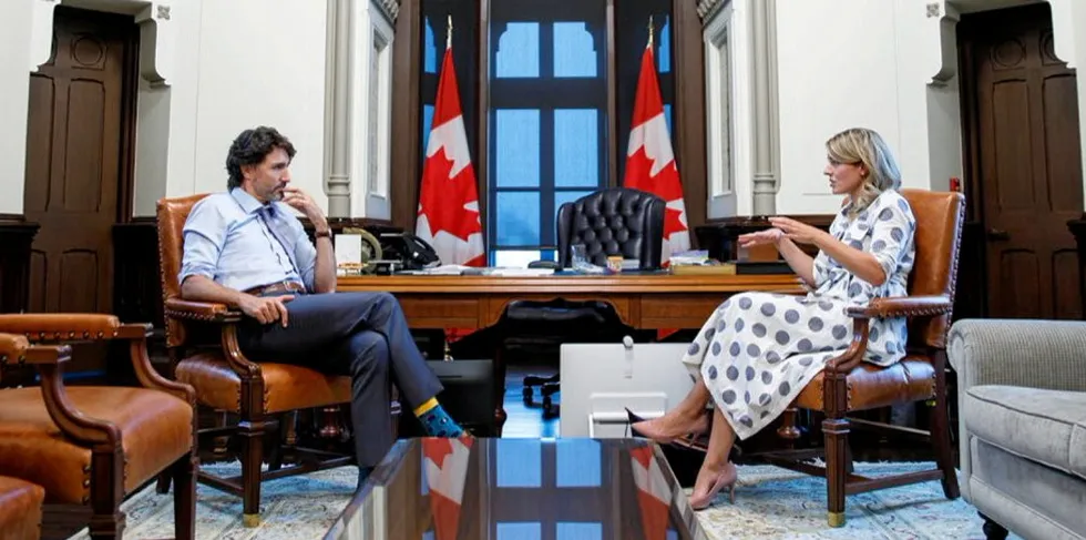 Canada's Minister of Foreign Affairs Melanie Joly (right) has imposed a ban on Russia seafood imports.