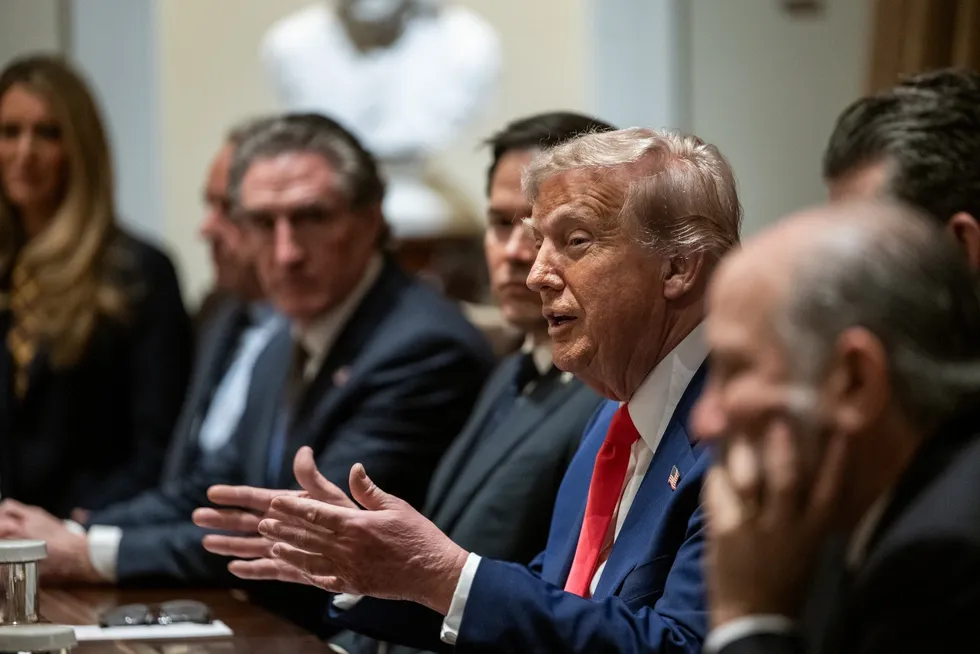 President Donald Trump at a Cabinet meeting April 10.