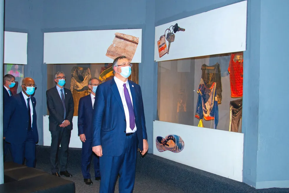 Sombre: a TotalEnergies delegation led by chief executive Patrick Pouyanne visited the Kigali Memorial on 30 January to pay respect to victims of the Rwanda genocide
