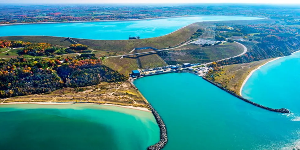 A pumped storage hydro facility in Ludington, Michigan.