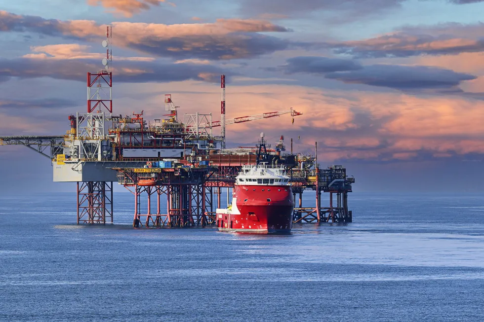 Nearing start-up: the converted jack-up Paragon C461, also known as Kaiva, at the centre of the Sharp project is now installed alongside the existing Leman 27 Bravo platform