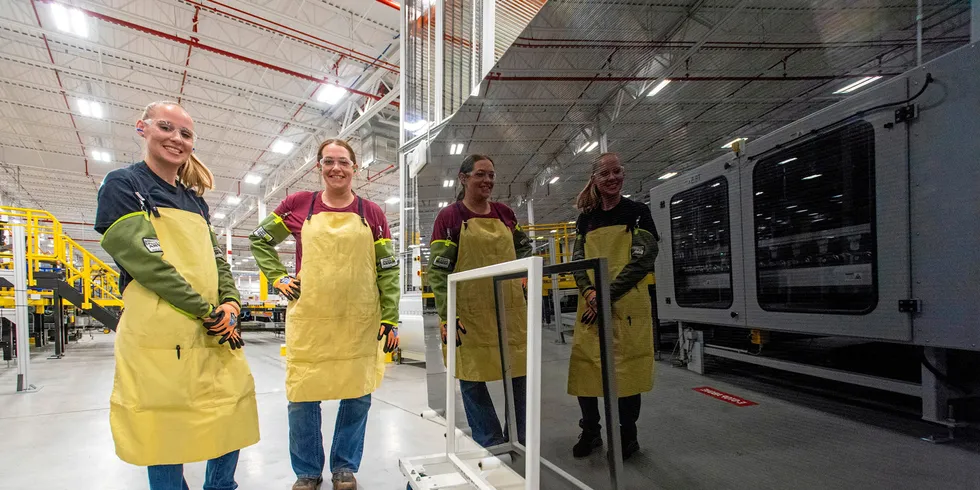 First Solar factory workers.