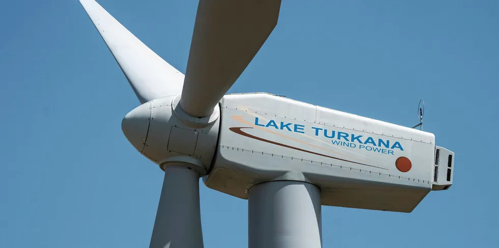 A Vestas wind turbine at the Lake Turkana Wind Power project.