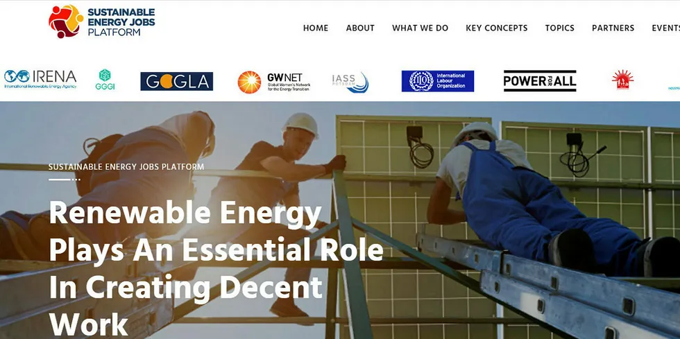 The new Sustainable Energy Jobs Platform website.