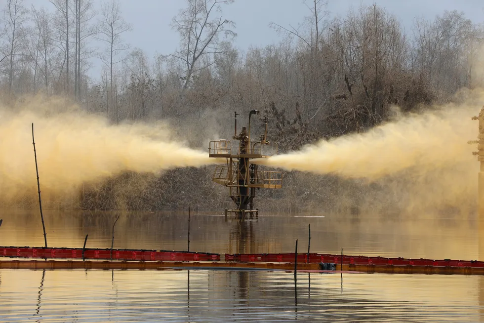 Tipping point: oil continues to gush from Aiteo's Santa Barbara South-1 wellhead in Bayelsa State, Nigeria