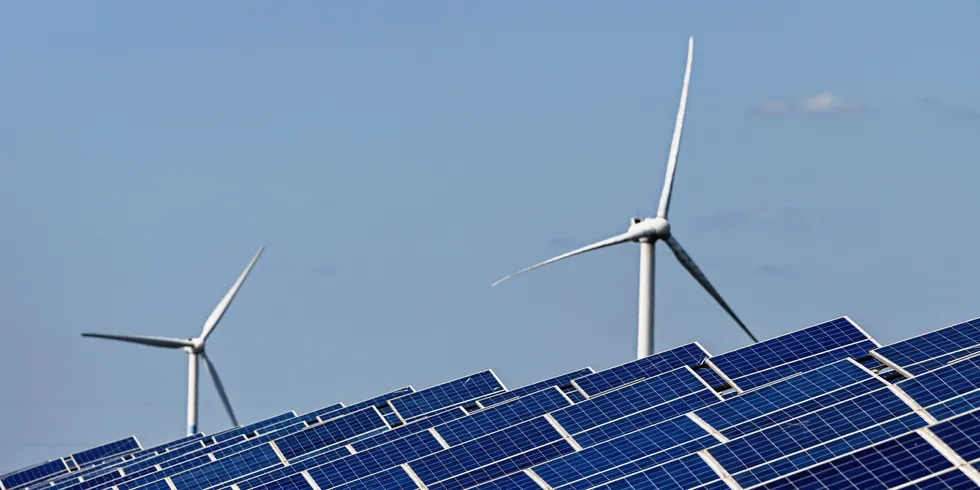 (Photo by HECTOR RETAMAL/AFP via Getty Images) . Wind Solar.