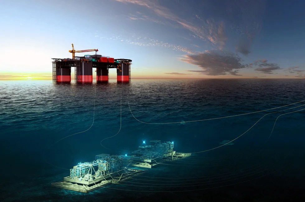 An artist's rendering of the under construction Jansz-Io subsea compression project