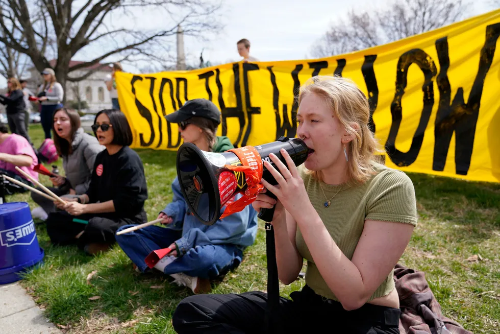 Injunction blocked: Demonstrators protest against the Biden administration's approval of the Willow oil project in Alaska.