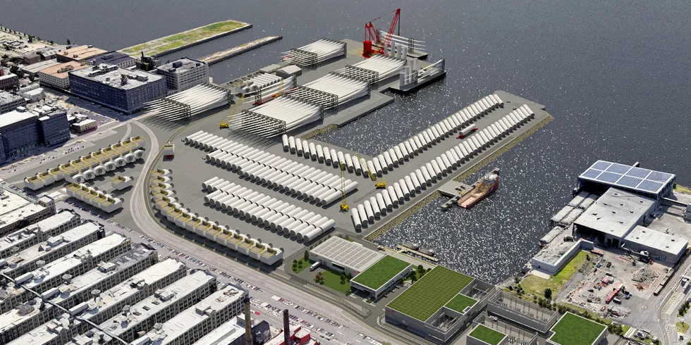 Artist's rendition of the South Brooklyn Marine Terminal offshore wind upgrade