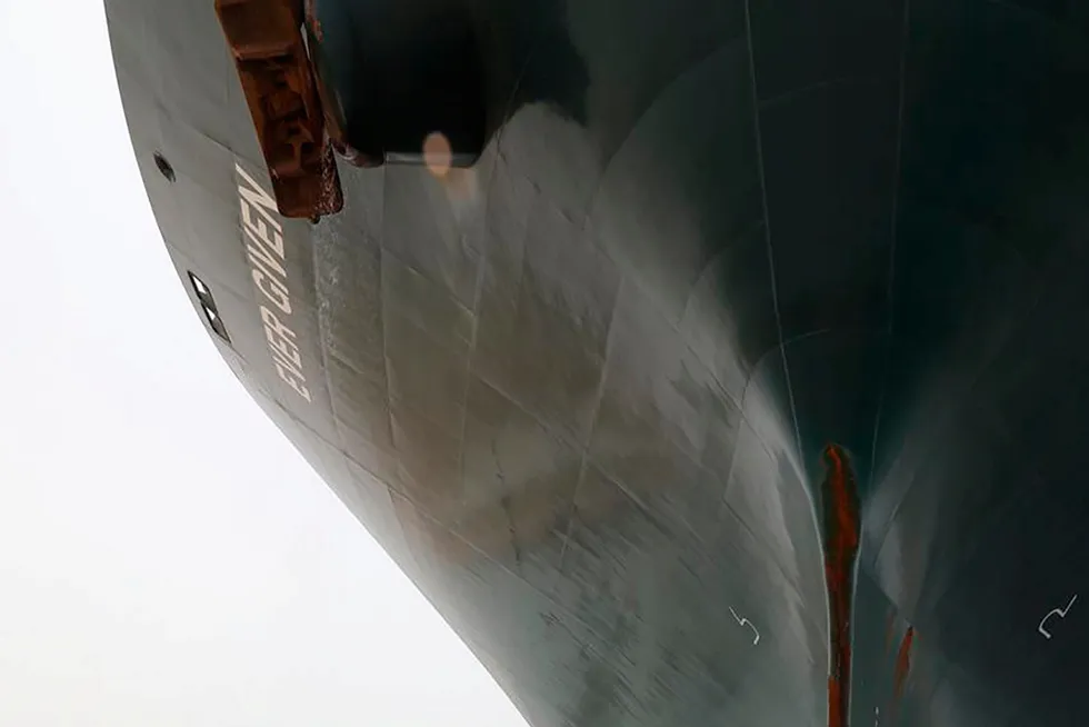 Stuck: there are concerns it could take weeks to dislodge the Ever Given cargo ship which is block the Suez Canal