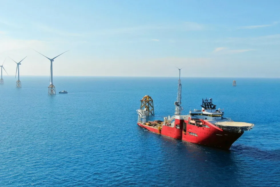 Wind turbine installation off Taiwan.