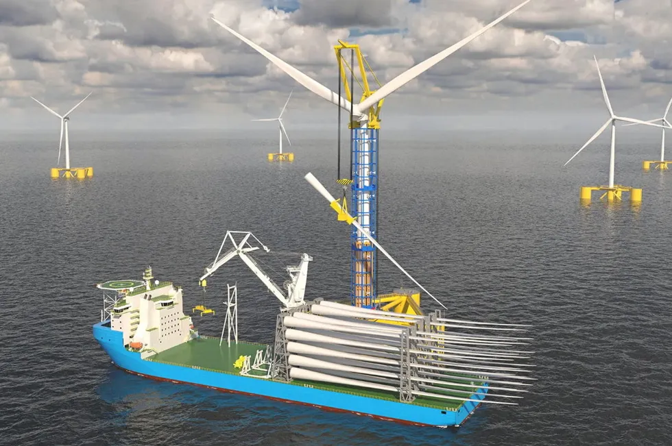 WindSpider. CGI of what offshore assembly would look like in O&M context.