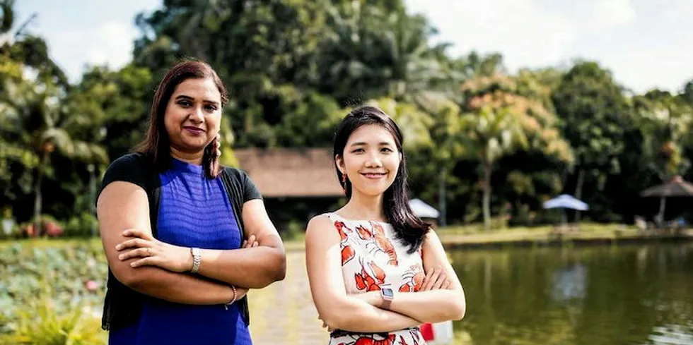 Singapore's cell-based seafood startup Shiok Meats founders Sandhya Sriram and Ka Yi Ling.