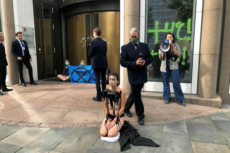 Protest: Extinction Rebellion activists outside Petroleum & Energy Ministry