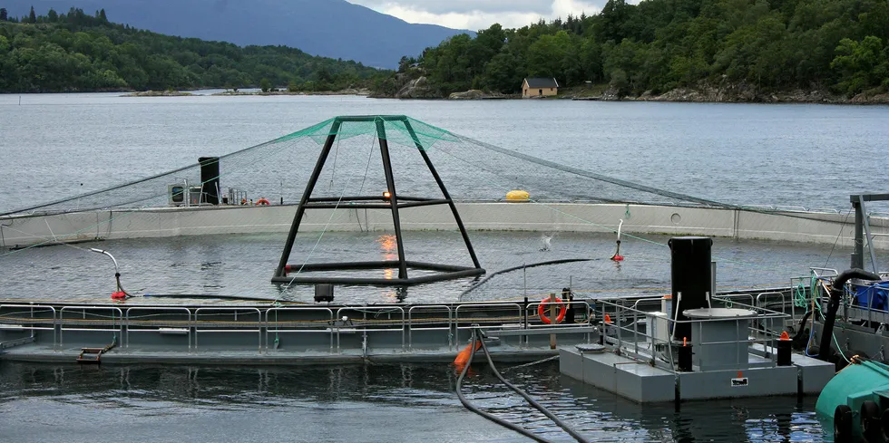 Mowi's closed post-smolt plant Neptun 3, at Molnes, Etne.