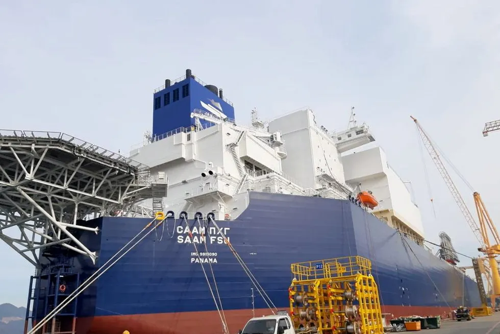 Delivered: the Saam floating storage unit, built by Daewoo Shipbuilding & Marine Engineering, is en route to the port of Murmansk in Russia.
