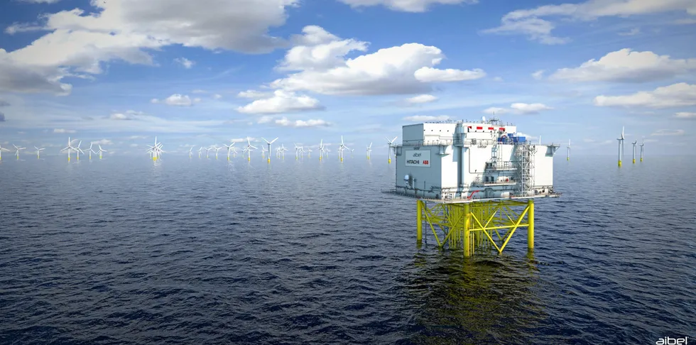 A rendering of the Dogger Bank substation.
