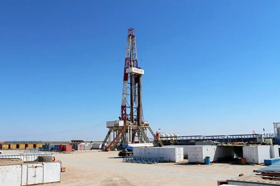 Drilling operations at Eridu in southern Iraq.