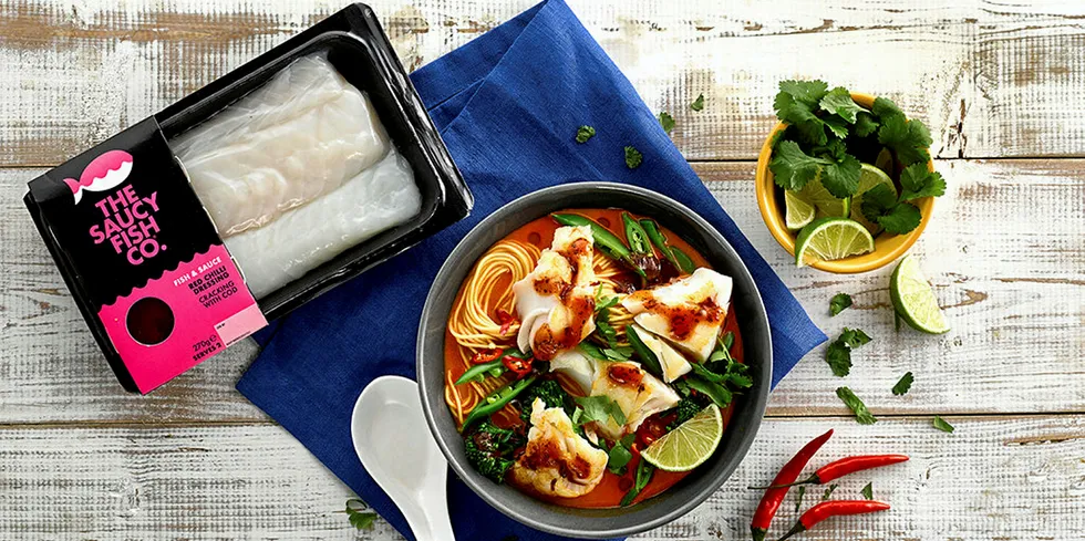 One of the new Saucy Fish offerings, cod with red chili dressing.