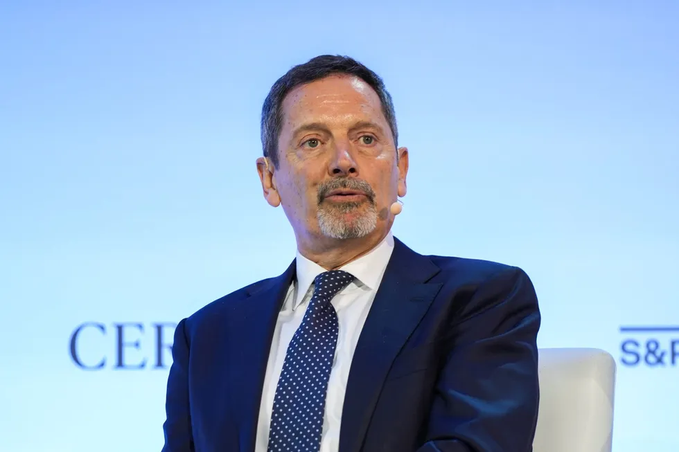 SLB chief executive Olivier Le Peuch speaks during the CERAWeek by S&P Global energy conference in Houston, Texas, US on Monday, 10 March 2025.