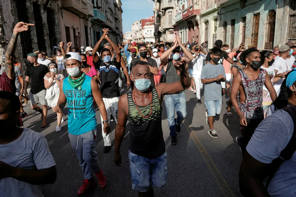 Demonstration: people protest against government in Havana this week