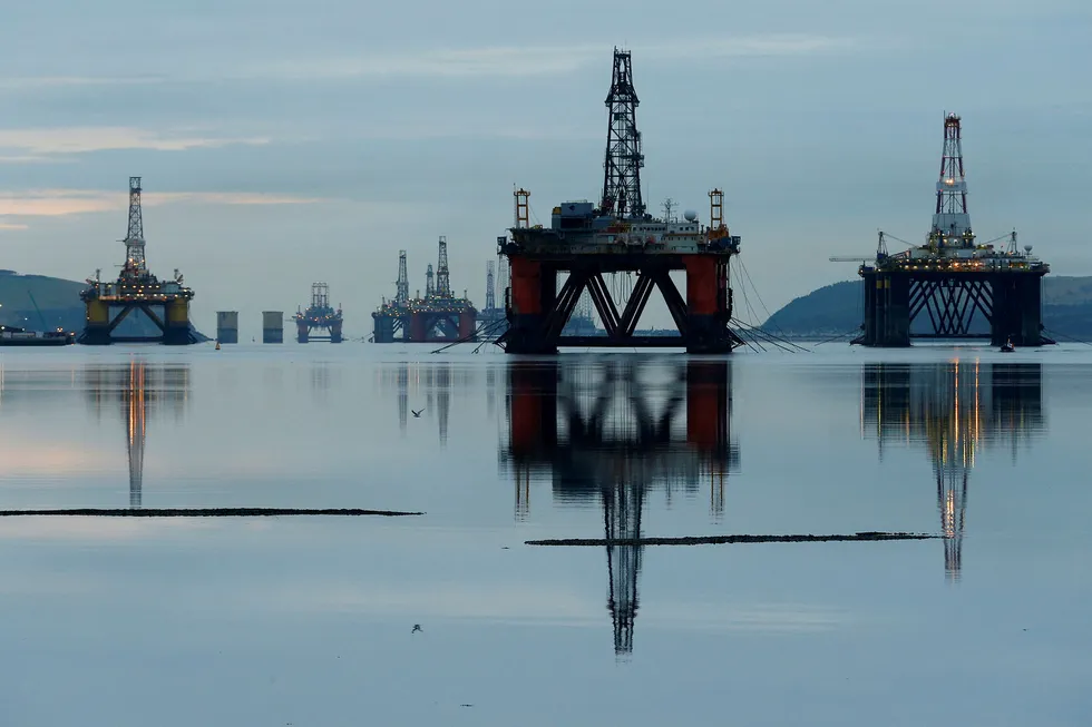 Idle units: rigs in the Cromarty Firth near Invergordon, Scotland during the previous market crash