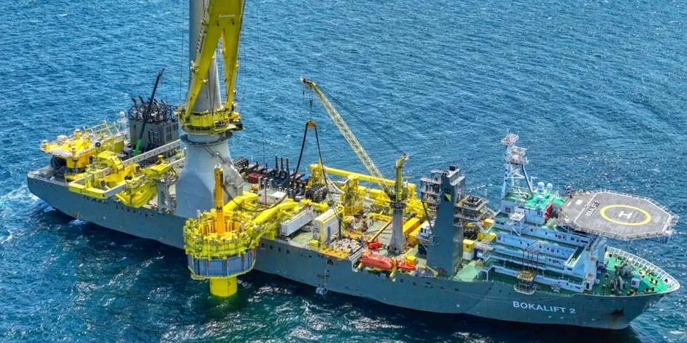 . Boskalis Bokalift 2 wind turbine installation vessel.