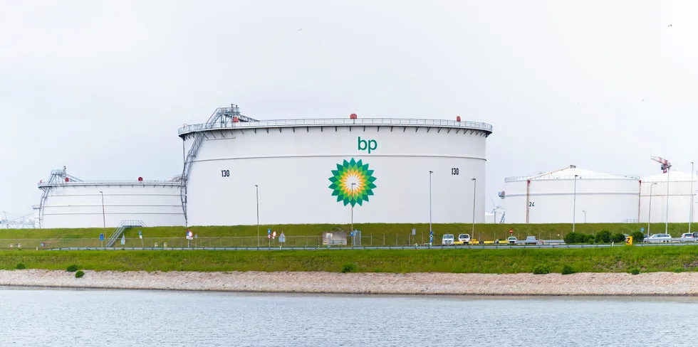 BP tanks in Rotterdam, where the oil group has a major refinery.