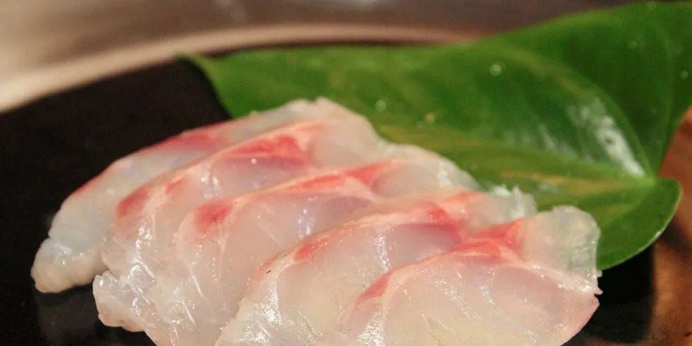 Sunshine bass sashimi.