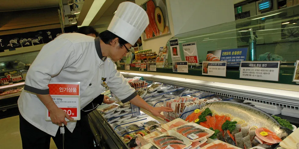 The volume accounted for almost half -- 48 percent -- of South Korea's total seafood imports during the period.