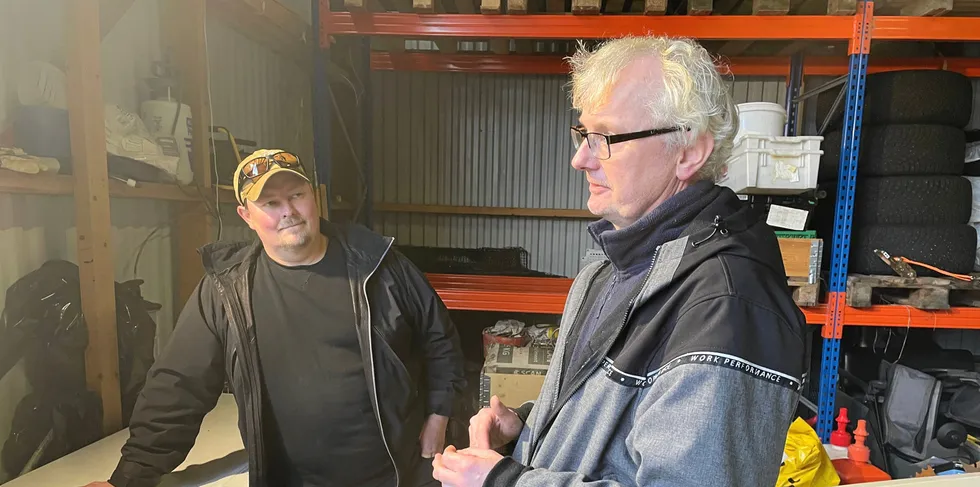 General manager of Aller Aqua Norway, Sturle Skeidsvoll, met with Morten Jacobsen, manager of the Vik hunting and fishing team.