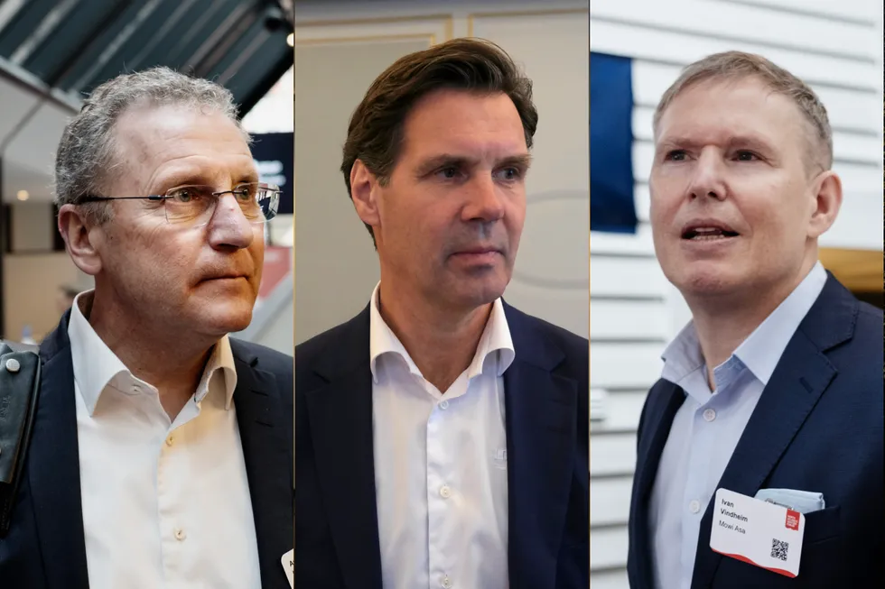 Left to right: Grieg Seafood CEO Andreas Kvame, Leroy Seafood CEO Henning Beltestad and Mowi CEO Ivan Vindheim are employing various measures to reduce salmon mortality throughout Norway.